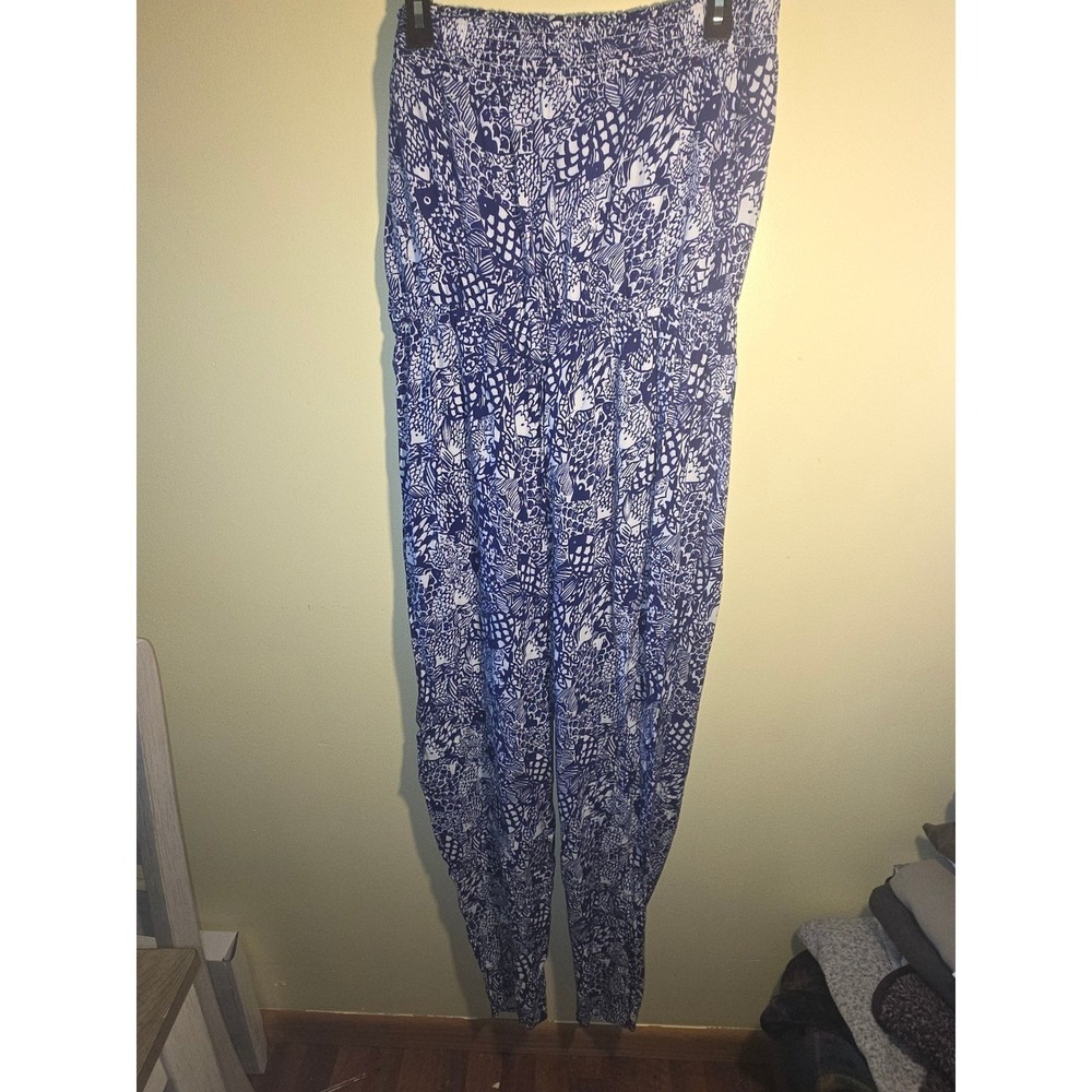 Lilly Pulitzer for Target Blue White Fish Print Strapless Jumpsuit XXL Plus Size - Picture 3 of 6